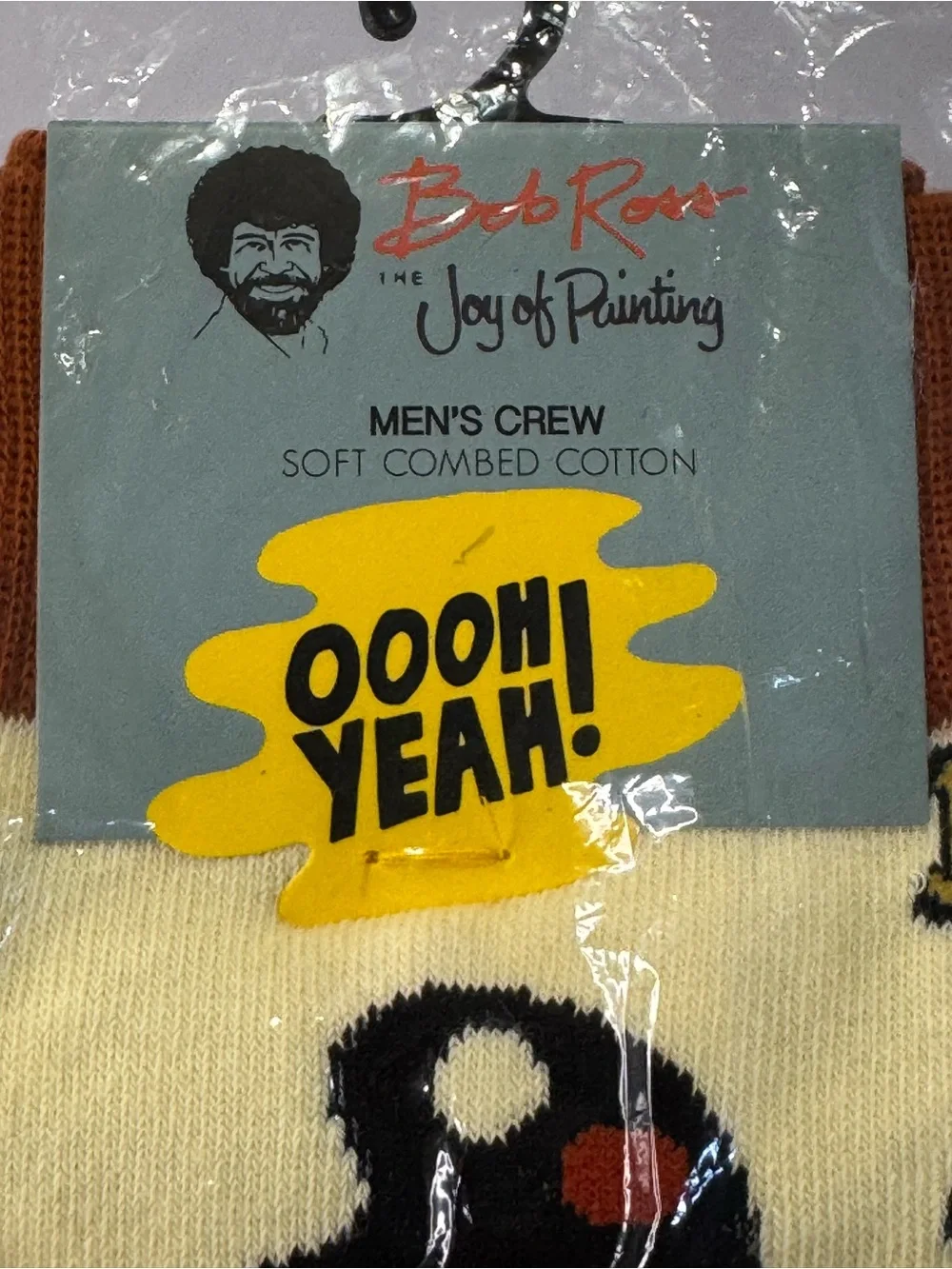 NEW Oooh Yeah! Bob Ross Happy Little Accidents Men's One Size Crew Socks